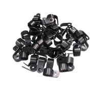 SmartHome 50 Pack Black Nylon P Clips - 16mm Inner Ø Diameter, Fixes Cables, Conduit & Tubing, Modern Style, Hardware Clamp for Cables and Tubing