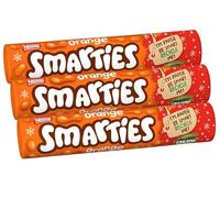 Smarties 3 x 120g Orange Giant Tubes - No Artificial Colours, Flavours or Preservatives - Chocolate Candy Treats for Sharing, Baking, Gifting - Orange Chocolate Candy Family Pack