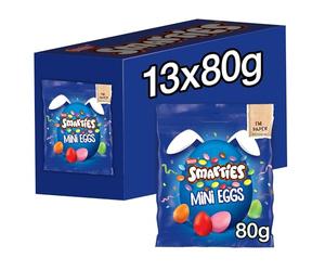 Smarties Mini Eggs, Smooth Milk Chocolate Easter Eggs in a Crisp Sugar Shell, Sharing Bag 13 x 80g