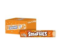 Smarties Orange Milk Chocolate Giant Tube 120g (Pack of 20) | Orange Flavoured Milk Choc Sweets In A Crisp Sugar Shell | Bulk Box | Festive
