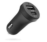 Smartish 2 Port USB-A & USB-C Car Charger - Charge Shack 32w (12w USB + 20w USB-C) Fast Charger Car Brick for iPhone, Android, Pixel, and All USB & USB-C Devices - Black Tie Affair