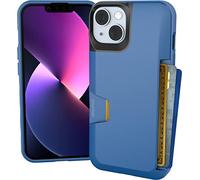 Smartish iPhone 14 Wallet Case - Wallet Slayer Vol. 1 [Slim + Protective] Credit Card Holder - Drop Tested Hidden Card Slot Cover Compatible with Apple iPhone 14 - Blues on The Green