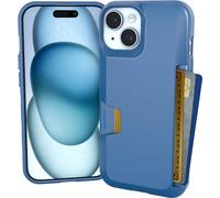 Smartish iPhone 15 Wallet Case - Wallet Slayer Vol. 1 [Slim + Protective] Credit Card Holder - Drop Tested Hidden Card Slot Cover Compatible with Apple iPhone 15 - Blues on The Green