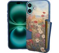 Smartish® iPhone 16 Plus Wallet Case - Wallet Slayer Vol. 1 [Slim + Protective] Credit Card Holder - Drop Tested Hidden Flip Card Slot Cover Compatible with Apple iPhone 16 Plus - Wildflower Fields