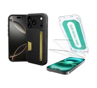 Smartish® iPhone 17 Pro Wallet Case + Screen Protector - [Slim + Protective] Phone Case Credit Card Holder + 2-Pack Tempered Glass Screen Protectors for Apple iPhone 17 Pro - Black Tie Affair