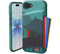 Smartish Wallet Slayer Vol. 1 Wallet Case for iPhone 16e, Slim + Protective for Credit Cards with Hidden Cover, Drop Tested, Mountain Pattern (Moving Mountains)