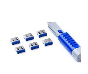 SmartKeeper Essential / 6 x USB A Port Blockers with 1 x Lock Key Basic/Dark Blue