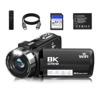 SMARTKLIK 8K Cam Recorder 80MP WiFi Video Camera for Beginner Vloggers | Support 18X Zoom and 270° Flip Touchscreen Camcorder Video Camera for YouTube with 32GB SD Card, Batteries & Remote Control