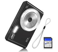 SMARTKLIK Digital Camera, FHD 1080P 44MP Compact Point & Shoot Camera with 64GB SD Card, 16X Digital Zoom, Black