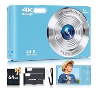 SMARTKLIK Digital Camera for Teens, FHD 4K 44MP Digital Camera Autofocus with 64GB SD Card 16X Zoom, Cameras for Photography Compact Point and Shoot Camera for Teen Boy Girl Kids Camera Beginner