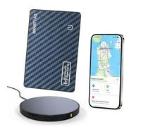 SMARTLB Wallet Tracker Card Like Apple Air Tag for Apple Find My(iOS Only),Thin Wallet Finder with Wireless Charger,Item Locator for Wallet, Luggage, and More(Striped Blue)