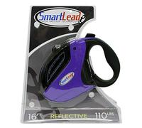 SmartLead Retractable, Reflective, Heavy-Duty 16-Foot Nylon Dog Leash, Tangle Free, Anti-Slip Brake Technology, Easy Grip Handle, Good for Dogs up to 110 Pounds - Purple, RL05PR