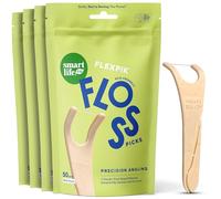 SmartLifeco Biodegradable* Angled Dental Floss Picks - Thin Thread Tooth Flossers for Back Teeth & Molars, Eco-Friendly Handle, Toothpick Soft on Gum & Teeth, Compostable* Zero Waste Vegan, 200 Mint