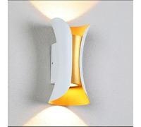 SmartLightMax Elegant and Luxury Waterproof LED Wall Light - Up and Down Luxury Lighting, Hourglass Design, Hallway, Bedroom, Garden, Living Room (White and Gold, 20cm x 10cm, 3000K Warm Light)