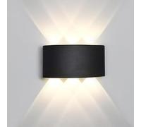 SmartLightMax Up and Down 6 Light Wall Lamp, LED Outdoor Wall Lamp, Minimalist Home Decoration, Modern and Stylish for Garden, Patio and Pathway (Black)