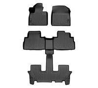 SMARTLINER All Weather Custom Fit Black 3 Row Floor Mat Liner Set Compatible with 2020-2023 Kia Telluride with 2nd Bucket Seats Without Center Console