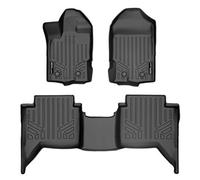 SMARTLINER Custom Fit Floor Mats 2 Row Liner Set Black for 2019-2021 Ford Ranger SuperCrew Cab