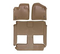 SMARTLINER Custom Floor Mats 3 Row Liner Set Tan for 2008-2019 Dodge Grand Caravan/Chrysler Town & Country (Stow'n Go Only)
