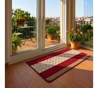 SmartLiving Door Mat Indoor 50x80cm Heavy Duty Non Slip Doormats, Machine Washable, Gel Back Mat Backed Floor Kitchen Mat Super Absorbent Gel Back Door Entrance Mats Soft Floor Carpet Rug-Brown & Red