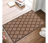 SmartLiving Door Mats Indoor 50 x 80 cm, Non-Slip Dirt Trapper Mat Absorbent Entrance Rug, Machine Washable Trellis Gel Back Door Entrance Mats, Low Profile Doormat for Entrance, Kitchen -Beige Brown