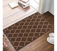 SmartLiving Door Mats Indoor 50 x 80 cm, Non-Slip Dirt Trapper Mat Absorbent Entrance Rug, Machine Washable Trellis Gel Back Door Entrance Mats, Low Profile Doormat for Entrance, Kitchen -Brown Beige