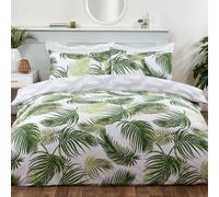 SmartLiving Double Duvet Set - Soft Polycotton Bedding Set, Reversible Printed Quilt Cover with Pillowcases, Luxury Hotel Quality, Breathable, Easy Care Bed Linen (Green Palm)