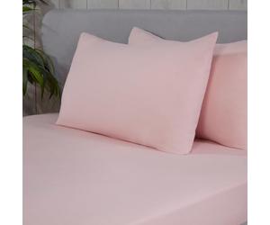 SmartLiving Luxury Brushed Cotton Bed Linen - Non-Iron Fitted Bedsheet or Pillowcase for Ultimate Comfort (Blush, Pillowcase Pair)