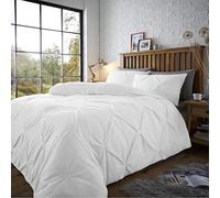 SmartLiving Luxury Chiswick Pintuck Duvet Cover and Pillowcase Set Single Double King (White, Single)