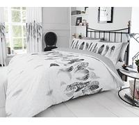 SmartLiving Luxury Feathers Duvet Cover and Pillowcase Set Single Double King Super King (White, Super King)