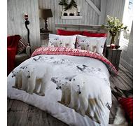 SmartLiving Luxury Flannelette Duvet Cover and Pillowcase Set Polar Bear Double