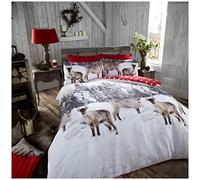 SmartLiving Luxury Flannelette Duvet Cover and Pillowcase Set Snow Reindeer Double King (Double)
