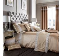SmartLiving Luxury Onyx Duvet Cover and Pillowcase Set Single Double King (Latte, Single)