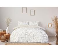 SmartLiving Luxury Soft & Reversible Frosted Foliage Microfiber Duvet Cover with Pillowcase & Fitted Sheet Complete Set (Natural, Double)