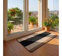 SmartLiving Machine Washable Non Slip Gel Back Door Entrance Mats (Beige & Black, 40 X 60cm (1 ft 3"x1 ft 9"))