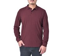 SmartLiving Men's Classic Long Sleeve Polo Shirt - 100% Cotton, Casual & Sports Wear, Breathable and Versatile (UK, Alpha, L, Regular, Regular, Burgundy)