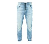 SmartLiving Men's Elasticated Denim Joggers with Drawcord and Classic Pockets (UK, Alpha, S, Regular, Regular, Light Wash)