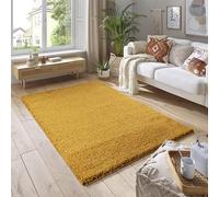 SmartLiving Rug 60 x 110cm Ochre Shaggy Rug Soft Thick 5cm Pile Modern Shimmer Area Rug, Fluffy Non Slip Bedroom Living Room Hallway Carpet, Luxury Shiny Floor Rug