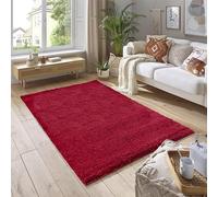 SmartLiving Rug 60 x 110cm Red Shaggy Rug Soft Thick 5cm Pile Modern Shimmer Area Rug, Fluffy Non Slip Bedroom Living Room Hallway Carpet, Luxury Shiny Floor Rug