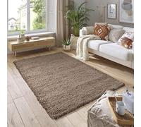 SmartLiving Rug 80 x 150cm Dark Beige Shaggy Rug Soft Thick 5cm Pile Modern Shimmer Area Rug, Fluffy Non Slip Bedroom Living Room Hallway Carpet, Luxury Shiny Floor Rug