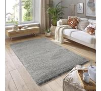 SmartLiving Rugs Living Room 60x110 cm, Silver/Grey Area Rugs for Bedroom, Non Slip Carpet Rug, Non Shedding Floor Mat, Modern Super Soft Carpets Fluffy Shaggy Rug for Lounge, Dining Room, Bedroom