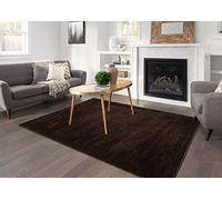 SmartLiving Soft Thick Heavy 4cm Pile Modern Shimmer Shiny Shaggy Rug Area Rugs Bedroom Hall Rugs (Brown, 120cm x 170cm (4ft x 5ft 8"))