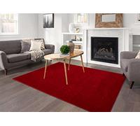 SmartLiving Soft Thick Heavy 4cm Pile Modern Shimmer Shiny Shaggy Rug Area Rugs Bedroom Hall Rugs (Red, 80cm x 150cm (2ft 8" x 5ft))