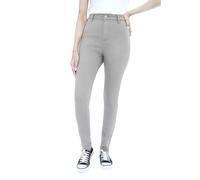 SmartLiving Women's High-Waisted Double Button Denim Jeans - Stretchy Cotton Blend, Slim Fit, Comfortable Everyday Wear (UK, Numeric, 16, Slim, Regular, Mid Grey)