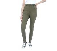 SmartLiving Women's High-Waisted Double Button Denim Jeans - Stretchy Cotton Blend, Slim Fit, Comfortable Everyday Wear (UK, Numeric, 24, Slim, Regular, Khaki)