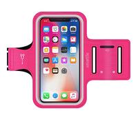 Smartlle iPhone & Phone Armband Running Workout Holder for iPhone X/XS,8/7/6s/6, Samsung Galaxy S10/S10E/S9/S8/A/J,Pixel, Moto, with Their Cases on, Fitness Gym Gear for Sports,Exercise,Hiking - Pink