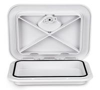 smartmarine Marine Deck Access Hatch 14" Black/White Rectangle Boat Hatch & Lid,Boat Deck Hatch Lids (White)