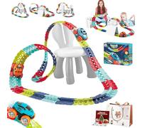 Smartoon - Smartoon Kids Race Track Set, Smartoon Anti Gravity Race Track, 360° Electric Climbing Cars Track Set with LED Light-Up Race Car, Multicolor Flexible Changeable Tack (184pcs)