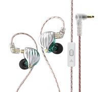 Smartphone Earbuds Wired 3.5mm 0.75mm Detachable Cable Long Cord Phone Earphones Running Walking Bass Computer Music Headset, Silver with Mic