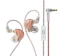Smartphone Earbuds Wired 3.5mm 0.75mm Detachable Cable Long Cord Phone Earphones Running Walking Bass Computer Music Headset, Rose Gold with Mic