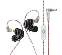 Smartphone Earbuds Wired 3.5mm 0.75mm Detachable Cable Long Cord Phone Earphones Running Walking Bass Computer Music Headset, Black with Mic